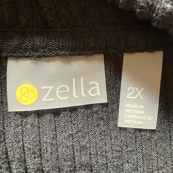 NEW Zella Nordstrom Sloane Cozy Ribbed Black Hoodie Cropped Sweatshirt Size 2X - Picture 8 of 10
